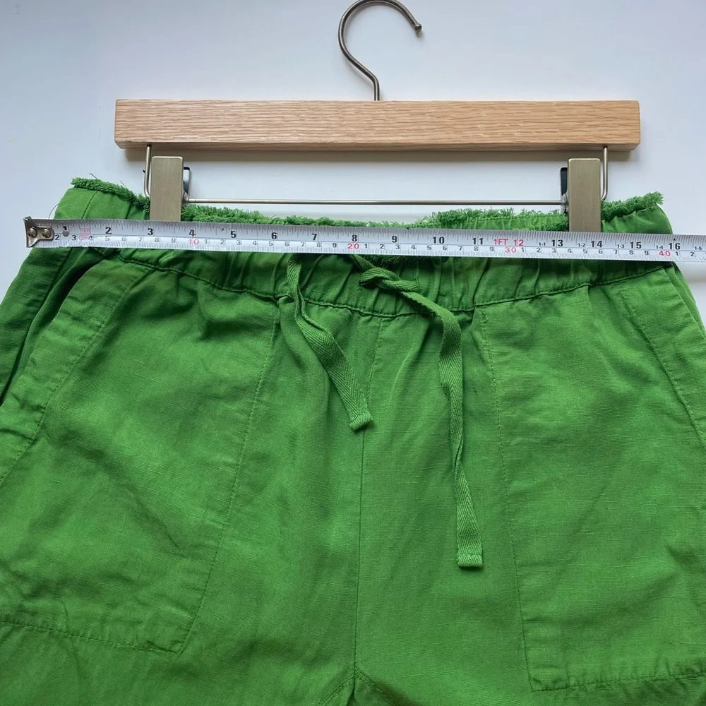 Zara Vibrant Green Cropped Pants linen blend